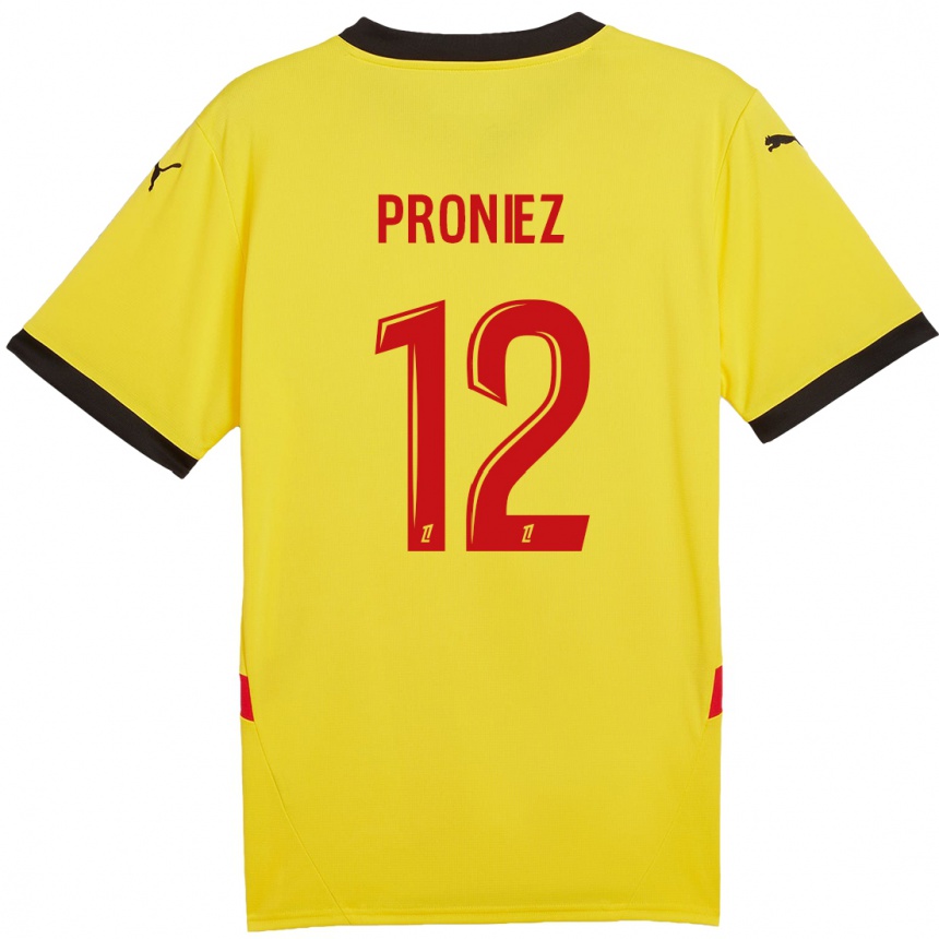 Women Football Fany Proniez #12 Yellow Red Home Jersey 2024/25 T-Shirt Canada