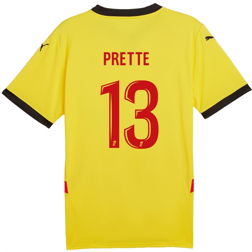 Women Football Andréa Prette #13 Yellow Red Home Jersey 2024/25 T-Shirt Canada