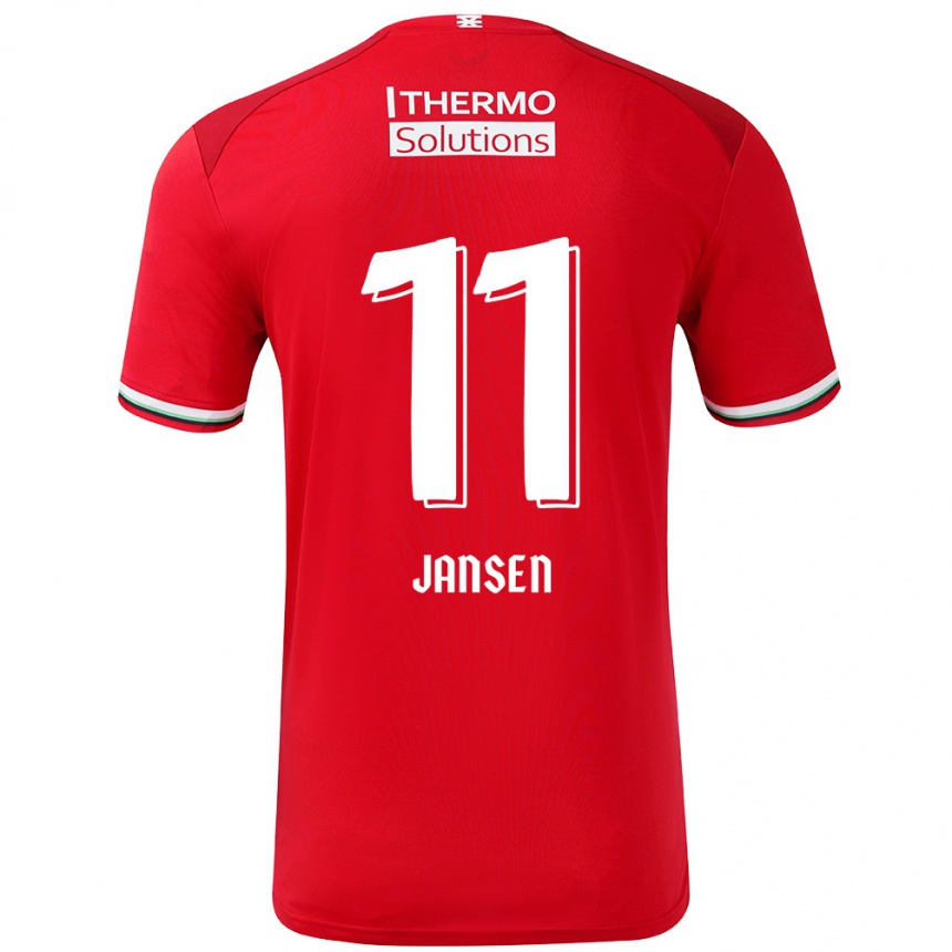 Women Football Renate Jansen #11 Red White Home Jersey 2024/25 T-Shirt Canada