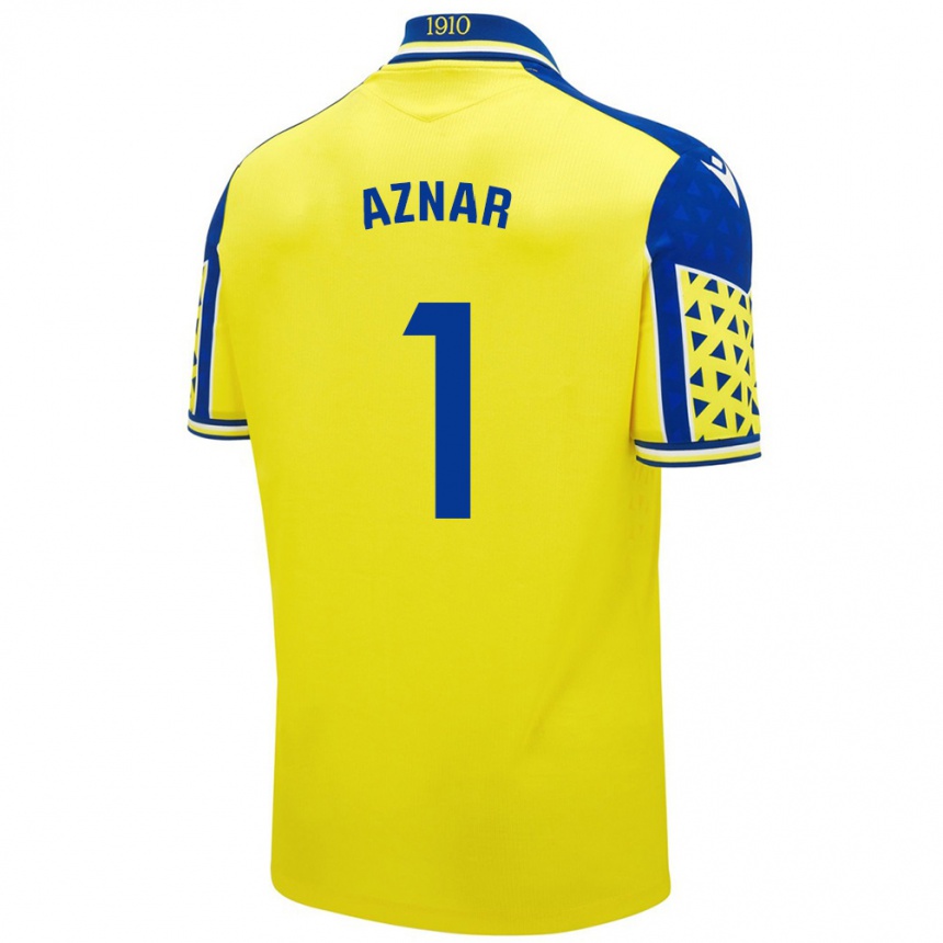 Women Football Victor Aznar #1 Yellow Blue Home Jersey 2024/25 T-Shirt Canada