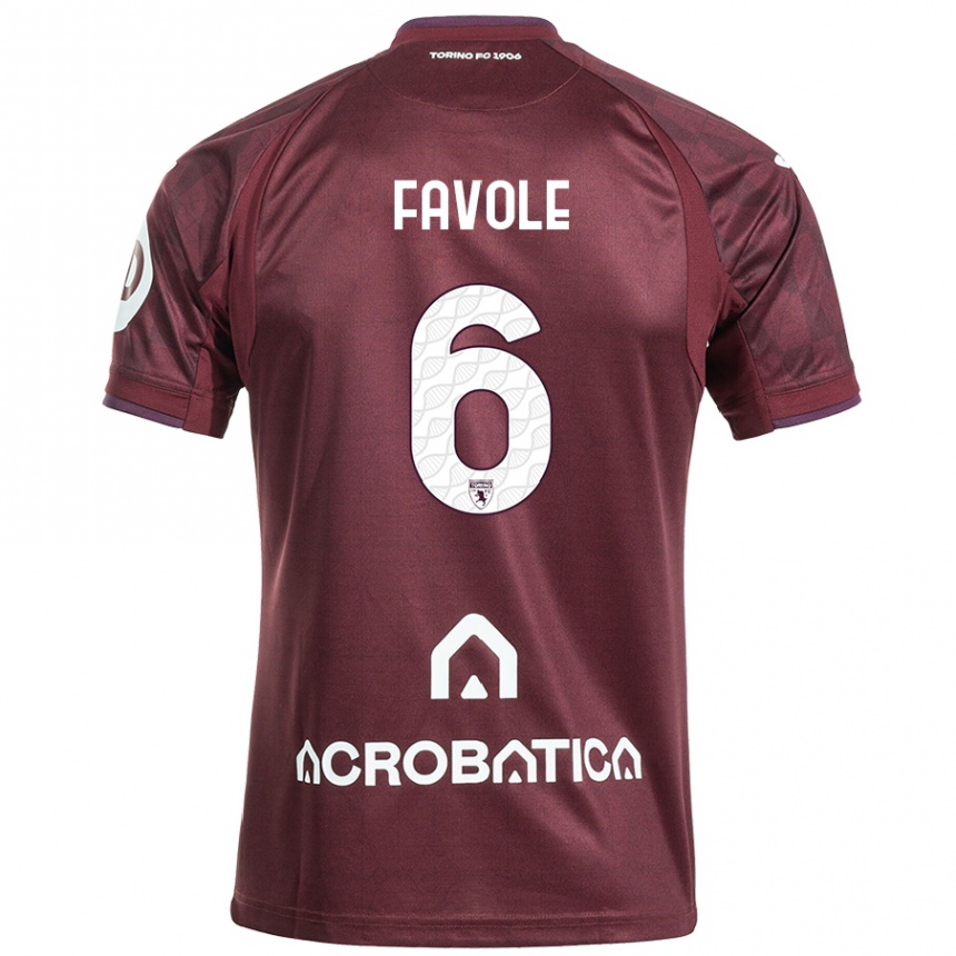 Women Football Stefania Favole #6 Maroon White Home Jersey 2024/25 T-Shirt Canada