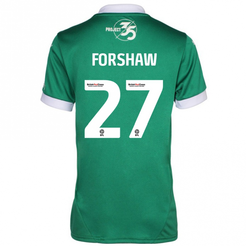 Femme Football Maillot Adam Forshaw #27 Vert Blanc Tenues Domicile 2024/25 Canada