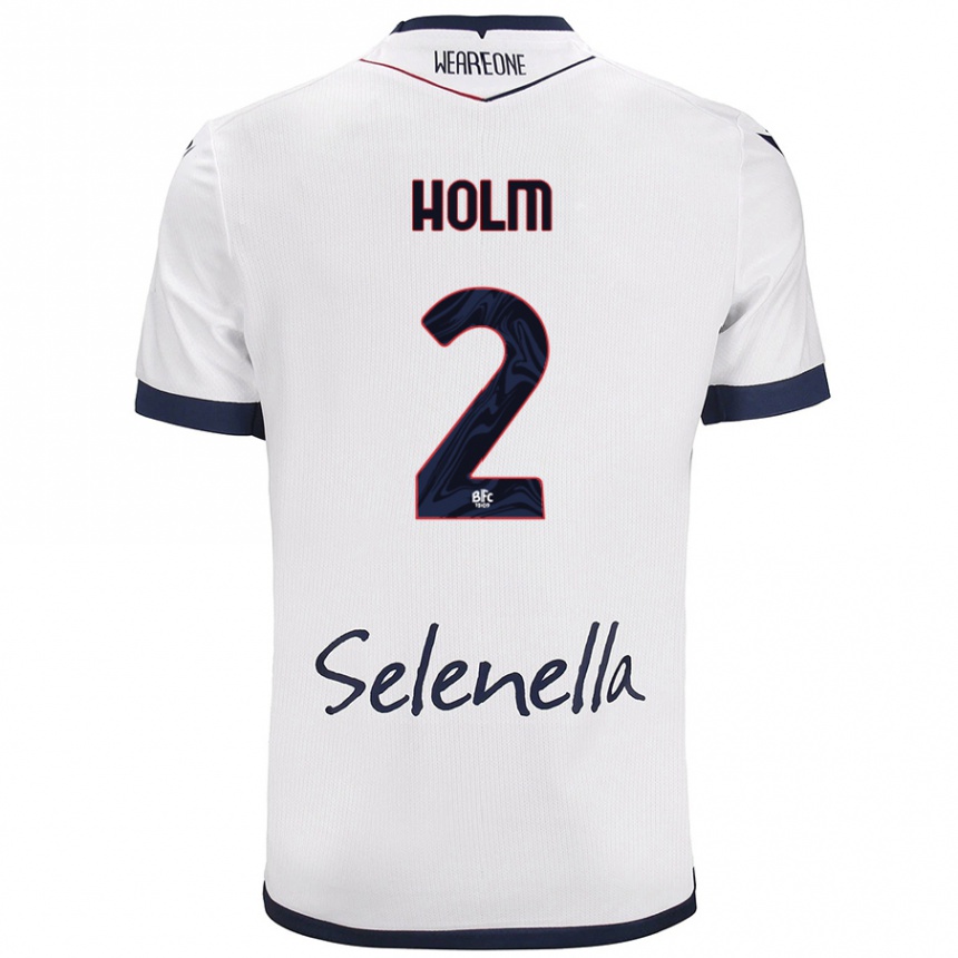 Women Football Emil Holm #2 White Royal Blue Away Jersey 2024/25 T-Shirt Canada