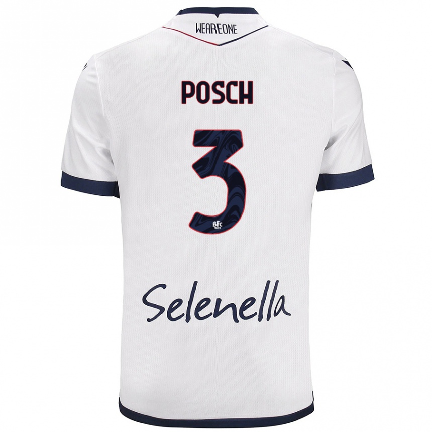 Women Football Stefan Posch #3 White Royal Blue Away Jersey 2024/25 T-Shirt Canada