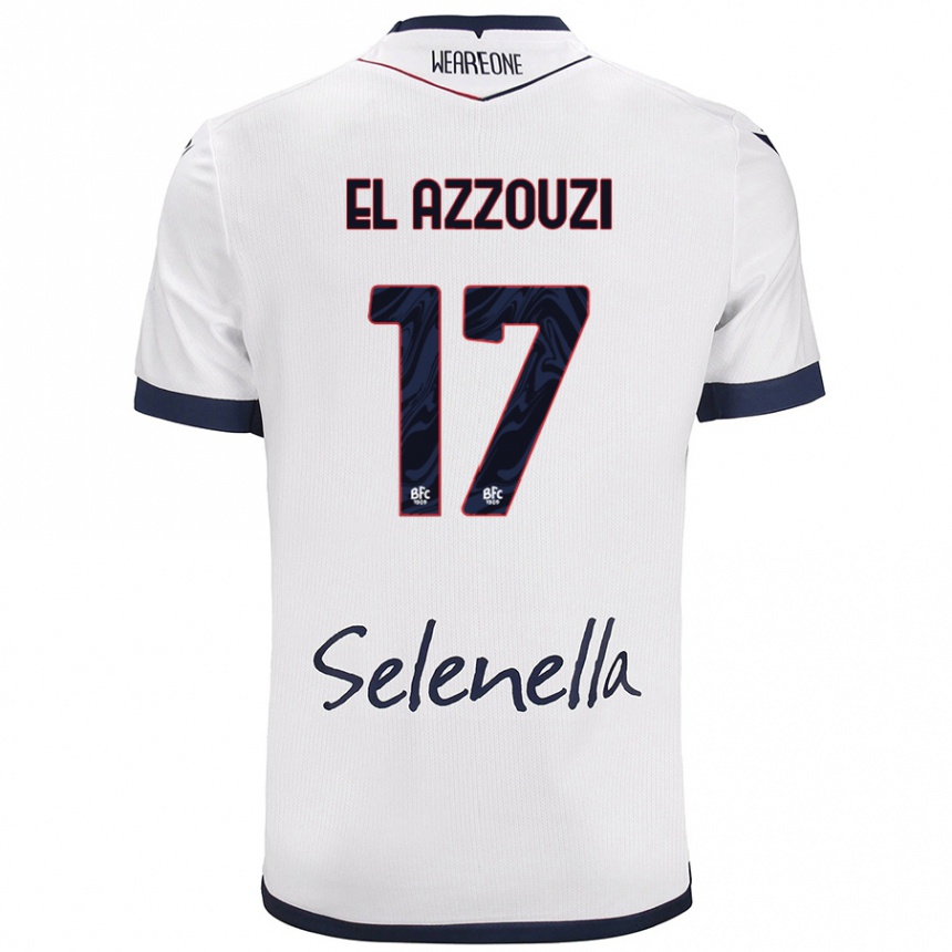 Women Football Oussama El Azzouzi #17 White Royal Blue Away Jersey 2024/25 T-Shirt Canada