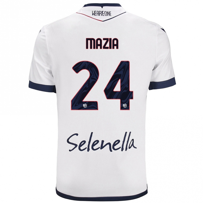 Women Football Andrea Mazia #24 White Royal Blue Away Jersey 2024/25 T-Shirt Canada