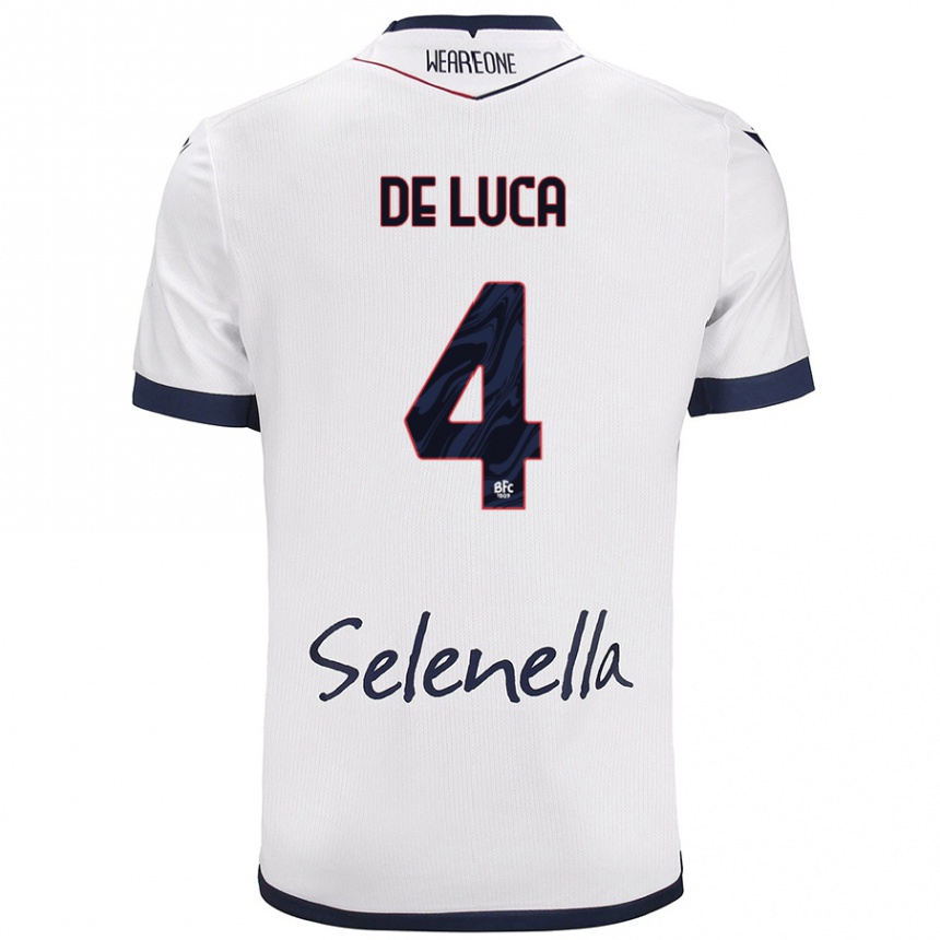 Women Football Alessandro De Luca #4 White Royal Blue Away Jersey 2024/25 T-Shirt Canada