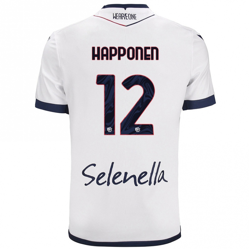 Women Football Ukko Happonen #12 White Royal Blue Away Jersey 2024/25 T-Shirt Canada