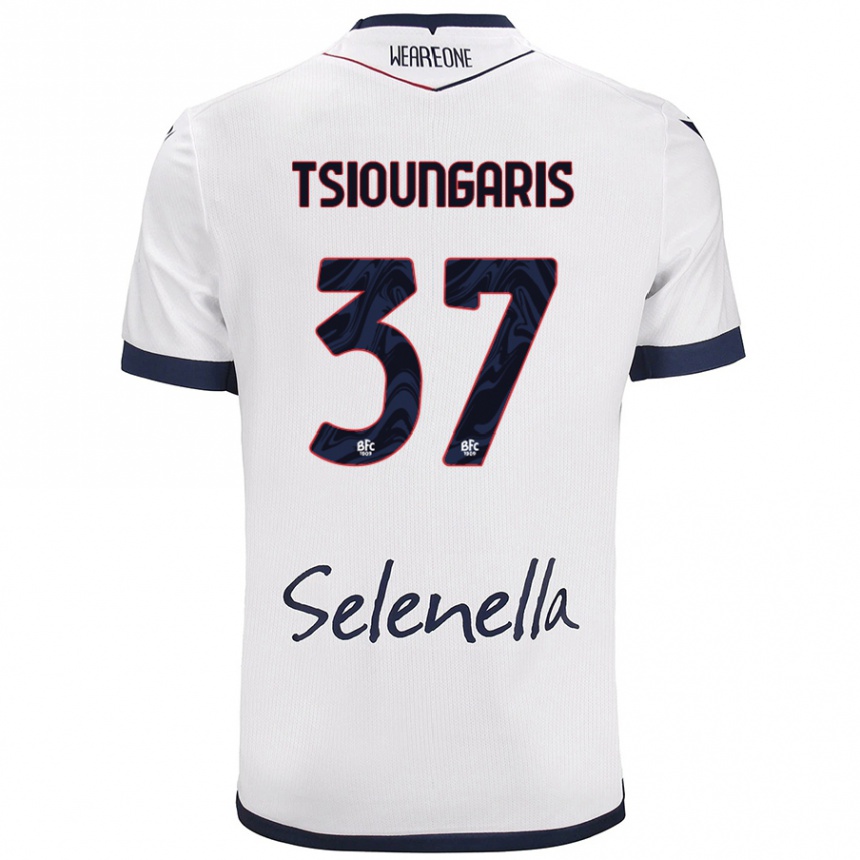 Women Football Theodoros Tsioungaris #37 White Royal Blue Away Jersey 2024/25 T-Shirt Canada