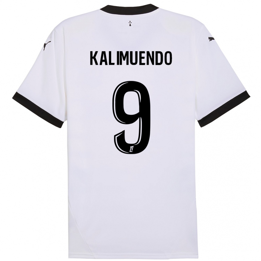 Femme Football Maillot Arnaud Kalimuendo #9 Blanc Noir Tenues Extérieur 2024/25 Canada