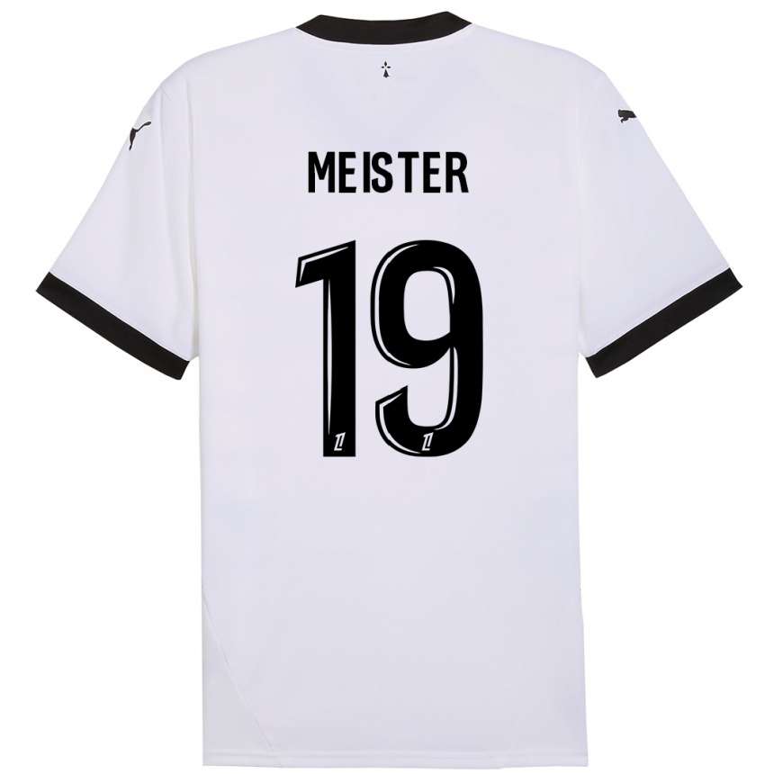 Women Football Henrik Meister #19 White Black Away Jersey 2024/25 T-Shirt Canada