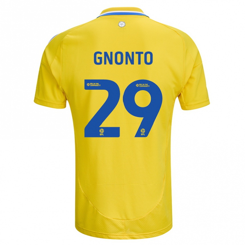 Women Football Wilfried Gnonto #29 Yellow Blue Away Jersey 2024/25 T-Shirt Canada