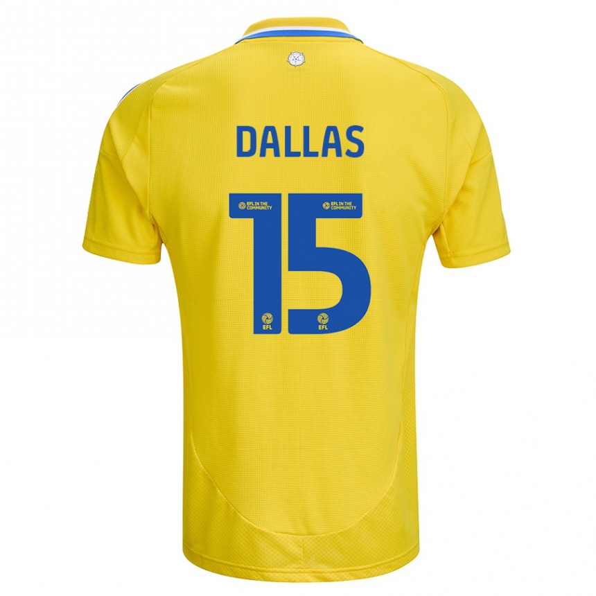 Women Football Stuart Dallas #15 Yellow Blue Away Jersey 2024/25 T-Shirt Canada