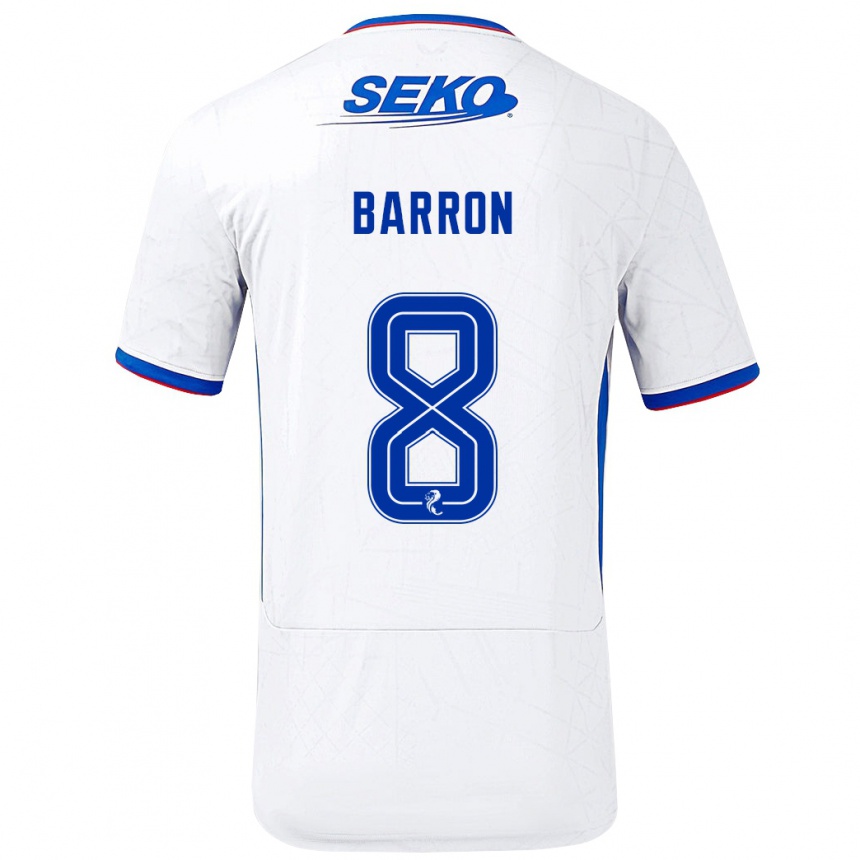 Women Football Connor Barron #8 White Blue Away Jersey 2024/25 T-Shirt Canada