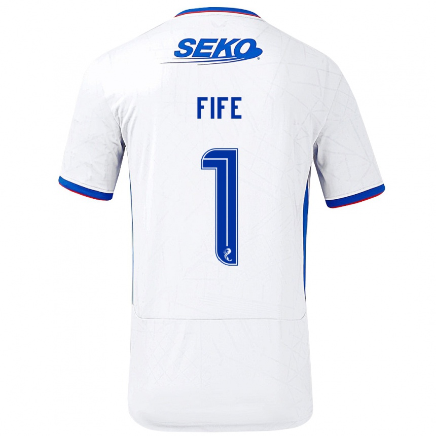 Women Football Jenna Fife #1 White Blue Away Jersey 2024/25 T-Shirt Canada