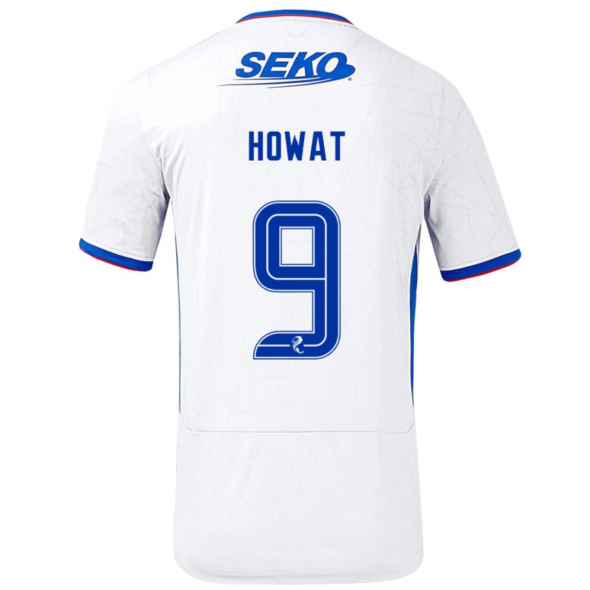 Femme Football Maillot Kirsty Howat #9 Blanc Bleu Tenues Extérieur 2024/25 Canada