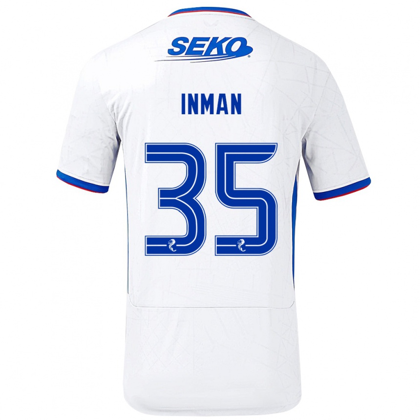 Women Football Lucy Inman #35 White Blue Away Jersey 2024/25 T-Shirt Canada