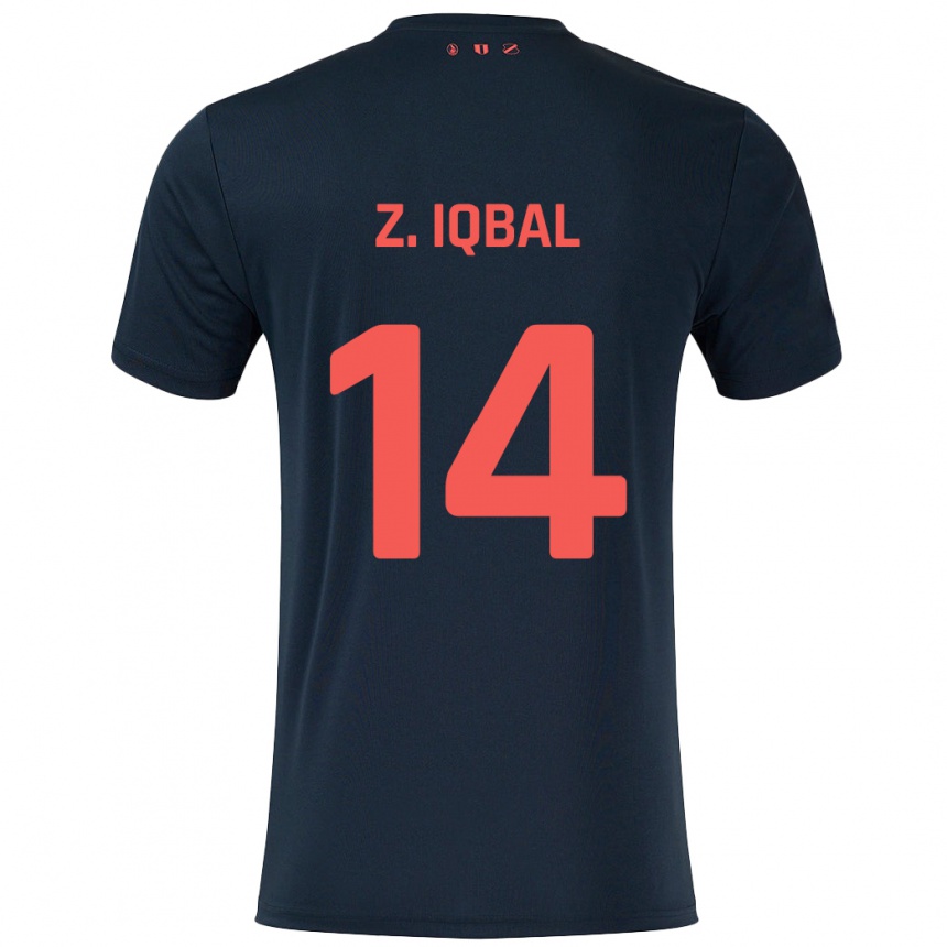 Women Football Zidane Iqbal #14 Black Red Away Jersey 2024/25 T-Shirt Canada