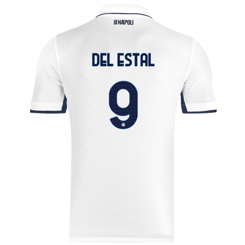 Women Football Eli Del Estal #9 White Royal Blue Away Jersey 2024/25 T-Shirt Canada