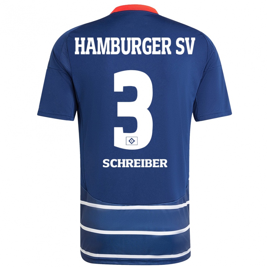 Femme Football Maillot David Schreiber #3 Bleu Foncé Tenues Extérieur 2024/25 Canada