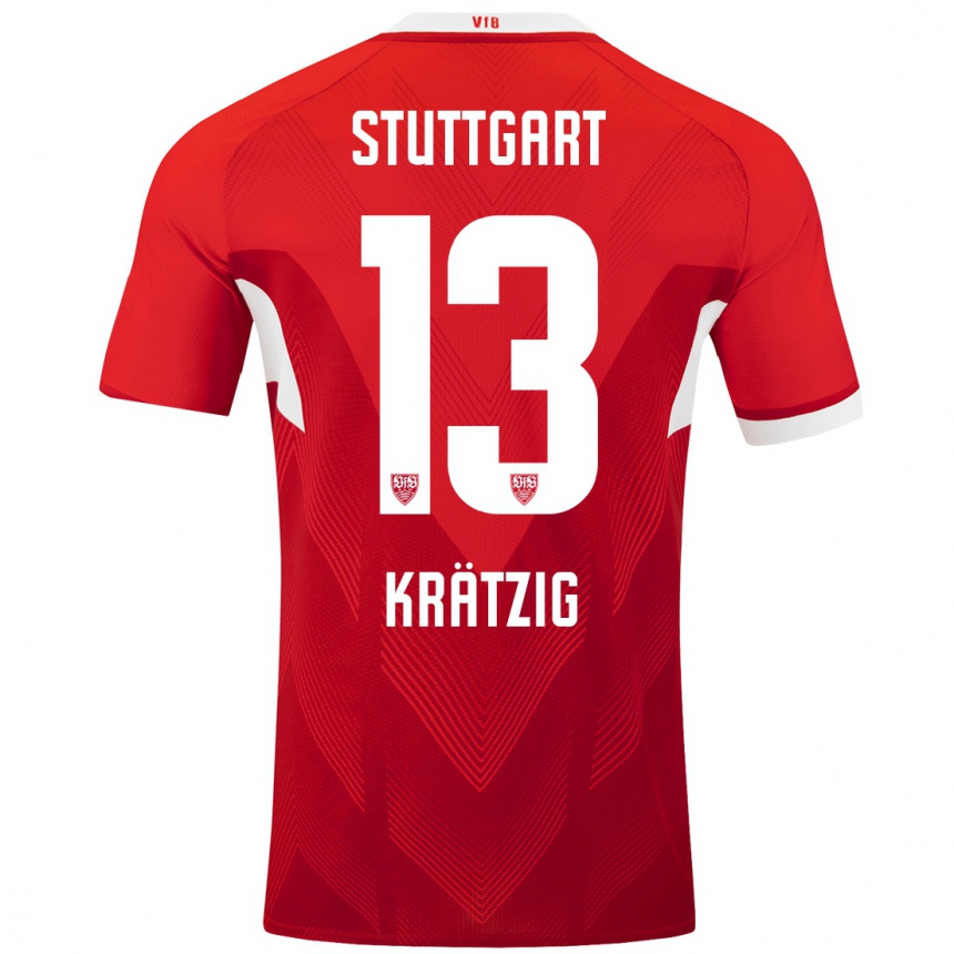 Femme Football Maillot Frans Krätzig #13 Blanc Rouge Tenues Extérieur 2024/25 Canada