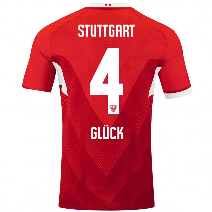 Women Football Michael Glück #4 Red White Away Jersey 2024/25 T-Shirt Canada