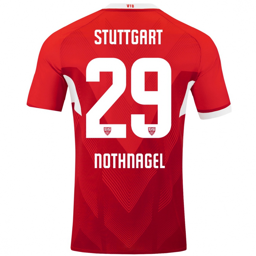 Women Football Dominik Nothnagel #29 Red White Away Jersey 2024/25 T-Shirt Canada