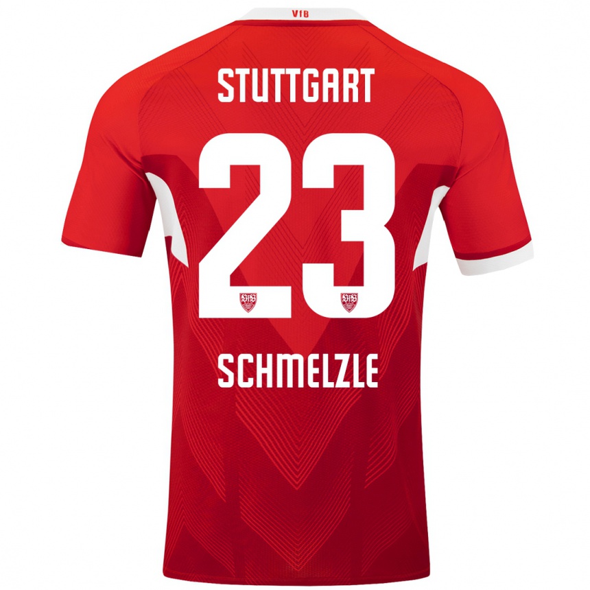 Women Football Marlen Schmelzle #23 Red White Away Jersey 2024/25 T-Shirt Canada