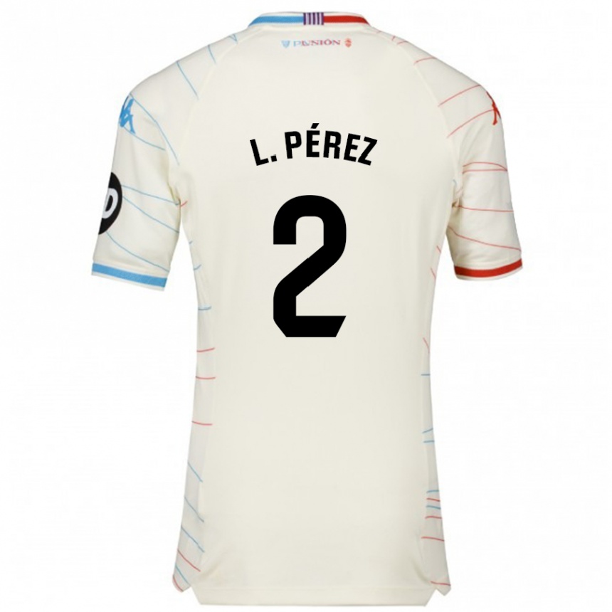 Women Football Luis Pérez #2 White Red Blue Away Jersey 2024/25 T-Shirt Canada