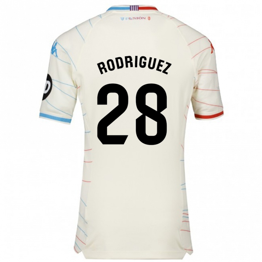 Femme Football Maillot Yago Rodríguez #28 Blanc Rouge Bleu Tenues Extérieur 2024/25 Canada