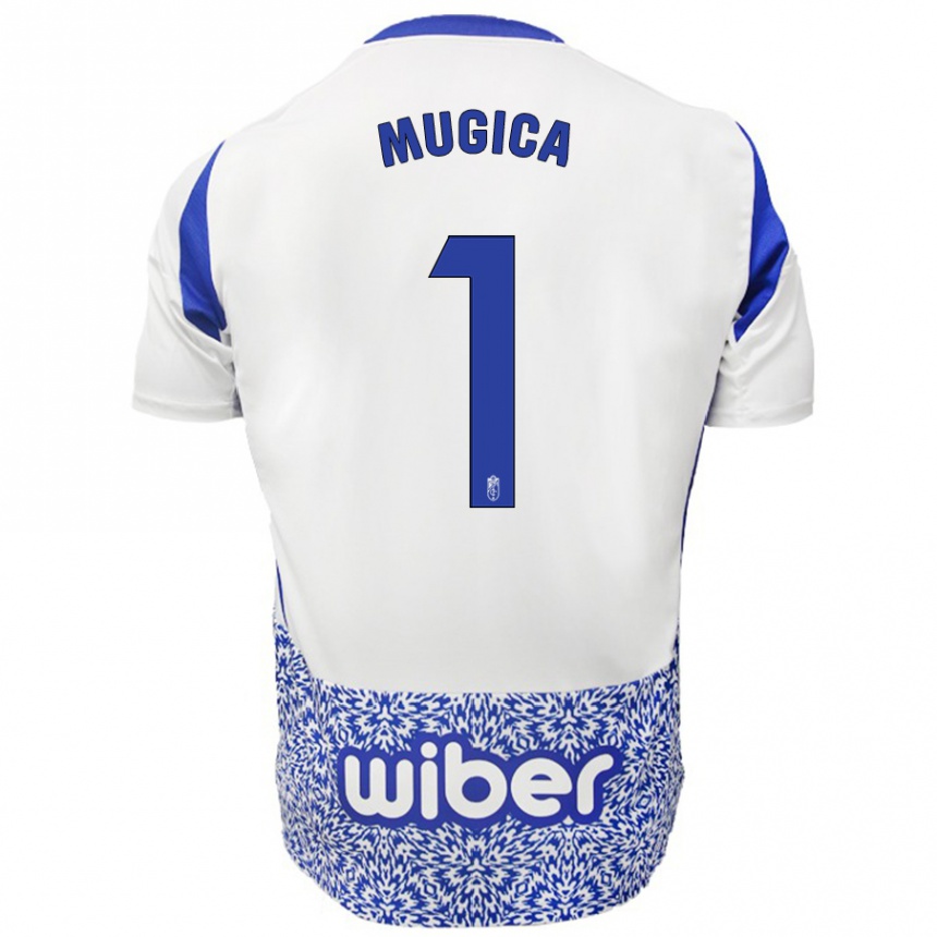 Femme Football Maillot Juan Múgica #1 Blanc Bleu Tenues Extérieur 2024/25 Canada