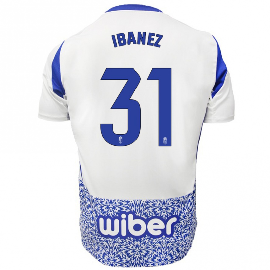 Femme Football Maillot Alba Ibáñez #31 Blanc Bleu Tenues Extérieur 2024/25 Canada