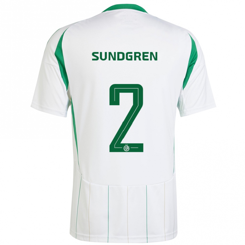 Women Football Daniel Sundgren #2 White Green Away Jersey 2024/25 T-Shirt Canada