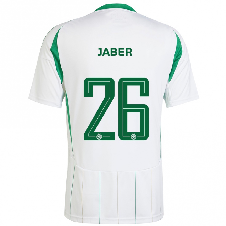 Women Football Mahmoud Jaber #26 White Green Away Jersey 2024/25 T-Shirt Canada