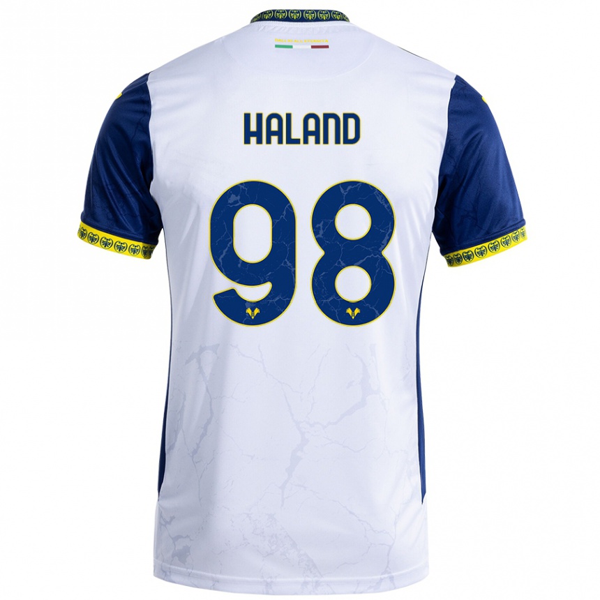 Women Football Benedicte Iversen Håland #98 White Blue Away Jersey 2024/25 T-Shirt Canada