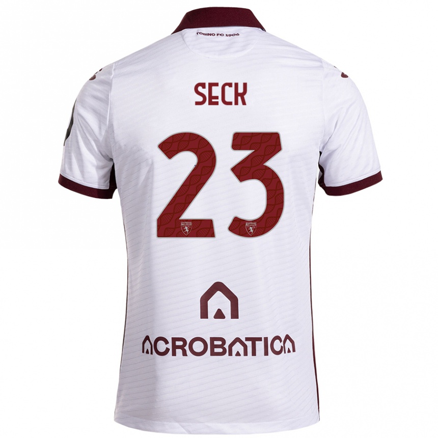 Women Football Demba Seck #23 White Maroon Away Jersey 2024/25 T-Shirt Canada