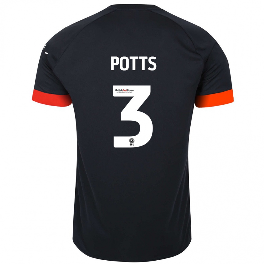 Women Football Dan Potts #3 Black Orange Away Jersey 2024/25 T-Shirt Canada