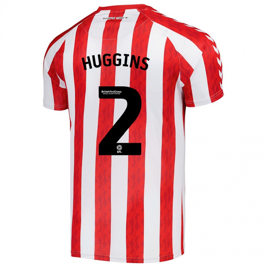 Kids Football Niall Huggins #2 Red White Home Jersey 2024/25 T-Shirt Canada