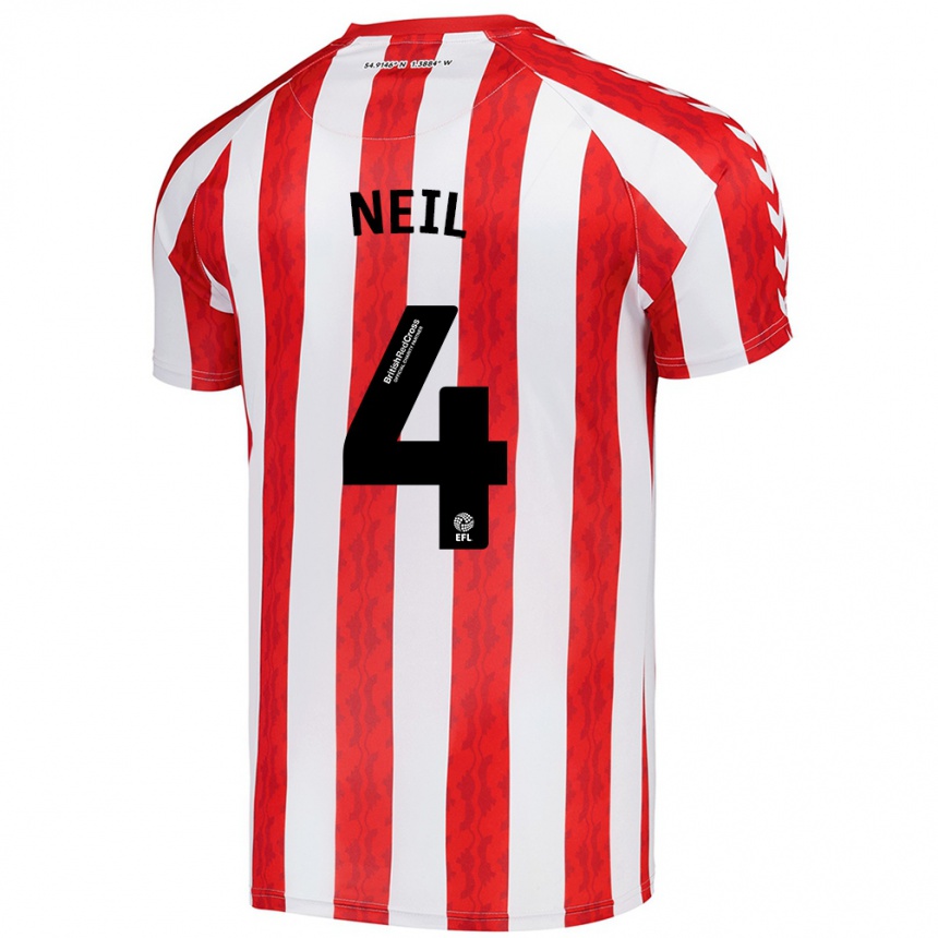 Enfant Football Maillot Dan Neil #4 Rouge Blanc Tenues Domicile 2024/25 Canada