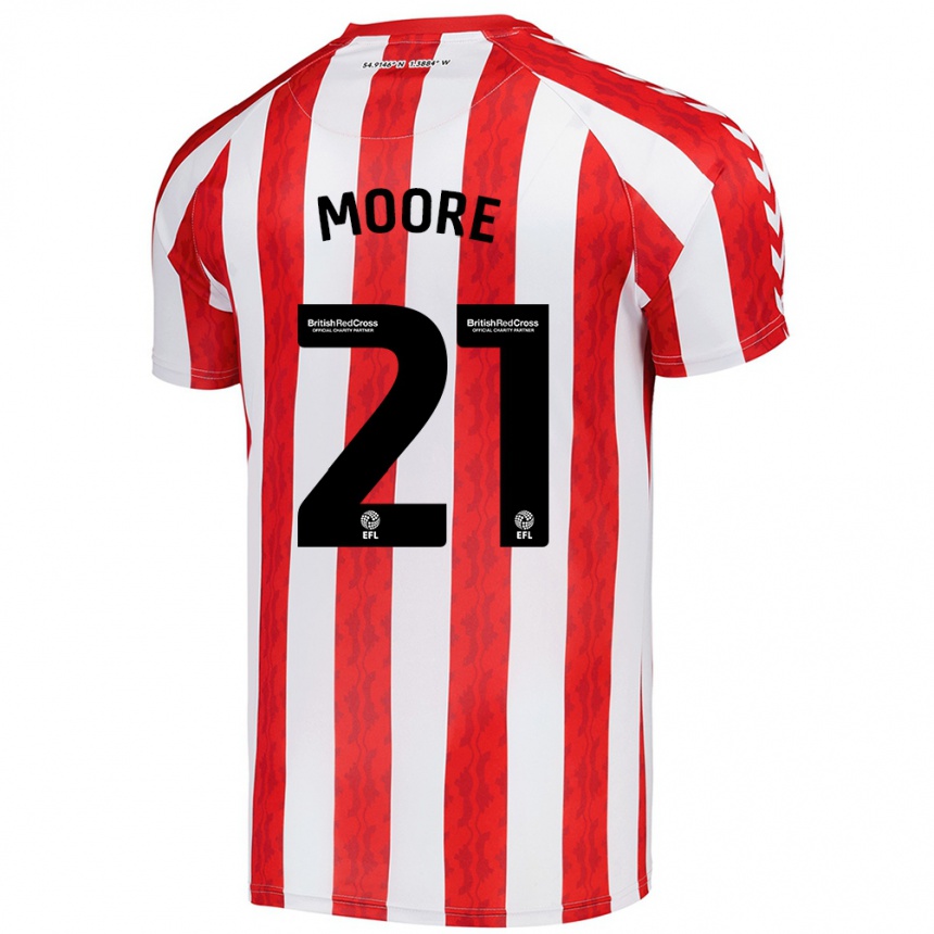 Enfant Football Maillot Simon Moore #21 Rouge Blanc Tenues Domicile 2024/25 Canada