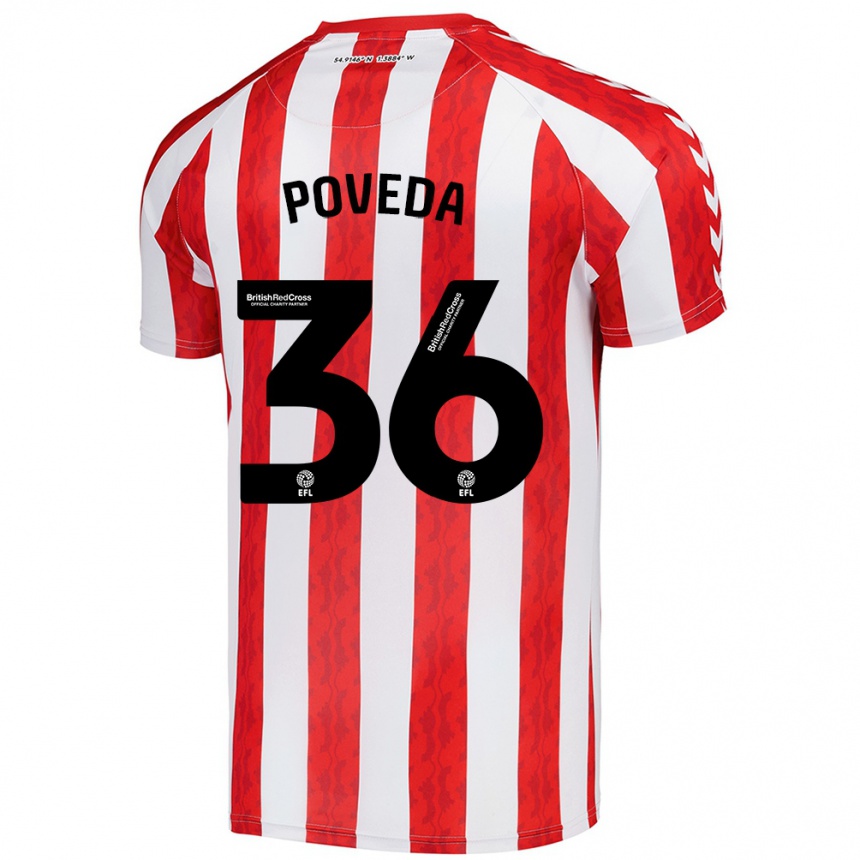 Enfant Football Maillot Ian Poveda #36 Rouge Blanc Tenues Domicile 2024/25 Canada