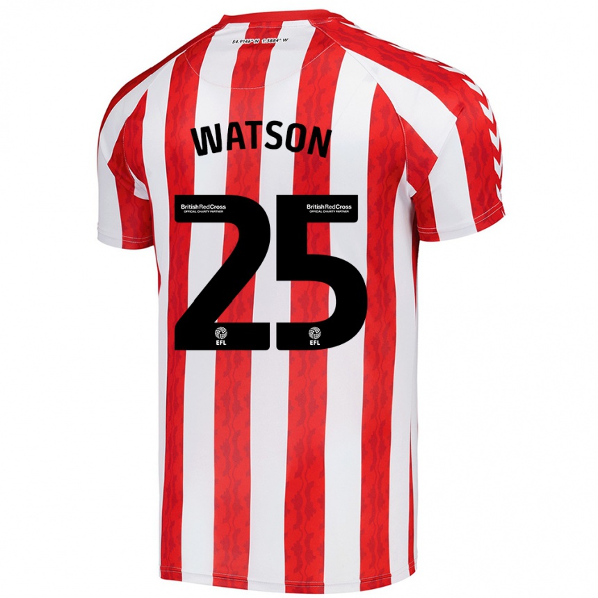 Enfant Football Maillot Katy Watson #25 Rouge Blanc Tenues Domicile 2024/25 Canada