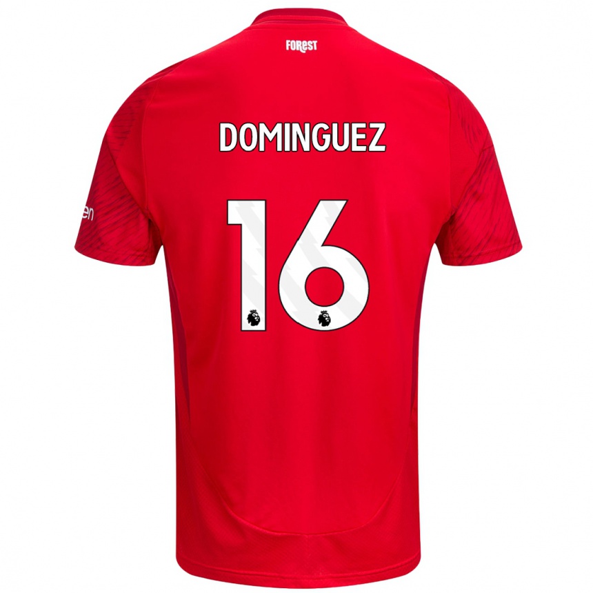 Kids Football Nicolás Domínguez #16 Red White Home Jersey 2024/25 T-Shirt Canada