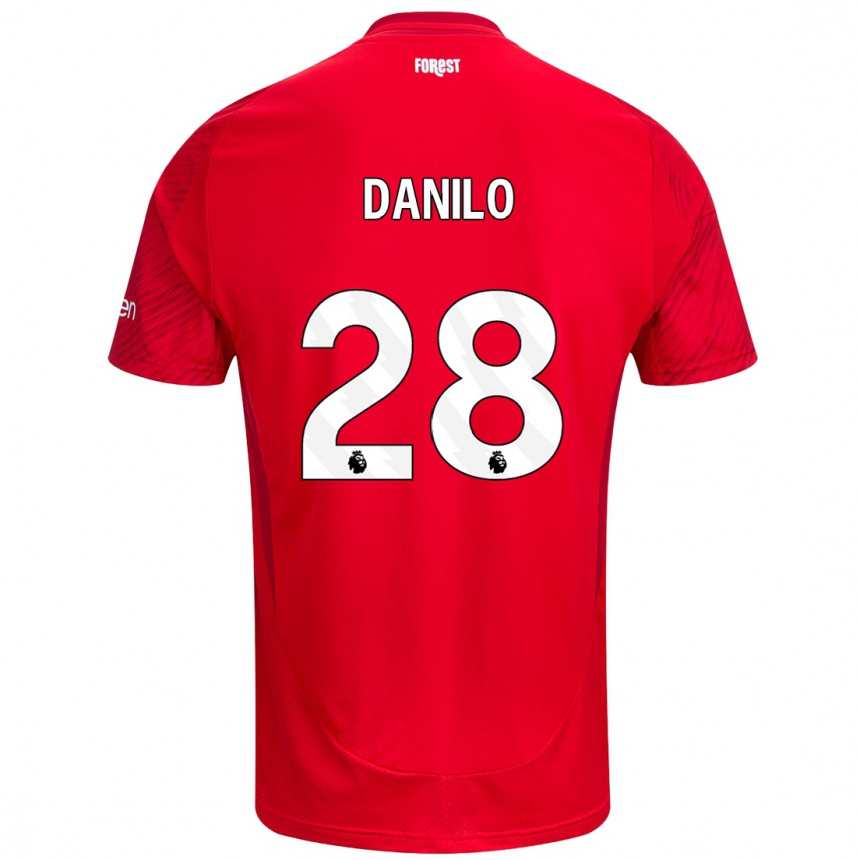 Kids Football Danilo #28 Red White Home Jersey 2024/25 T-Shirt Canada