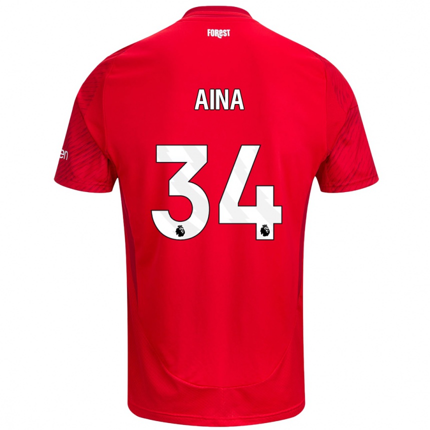 Enfant Football Maillot Ola Aina #34 Rouge Blanc Tenues Domicile 2024/25 Canada