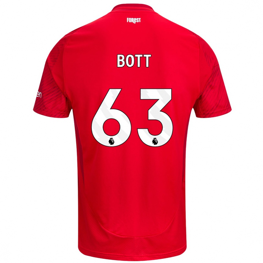 Kids Football Aaron Bott #63 Red White Home Jersey 2024/25 T-Shirt Canada