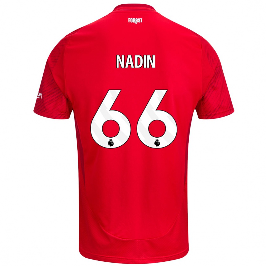 Enfant Football Maillot Jack Nadin #66 Rouge Blanc Tenues Domicile 2024/25 Canada