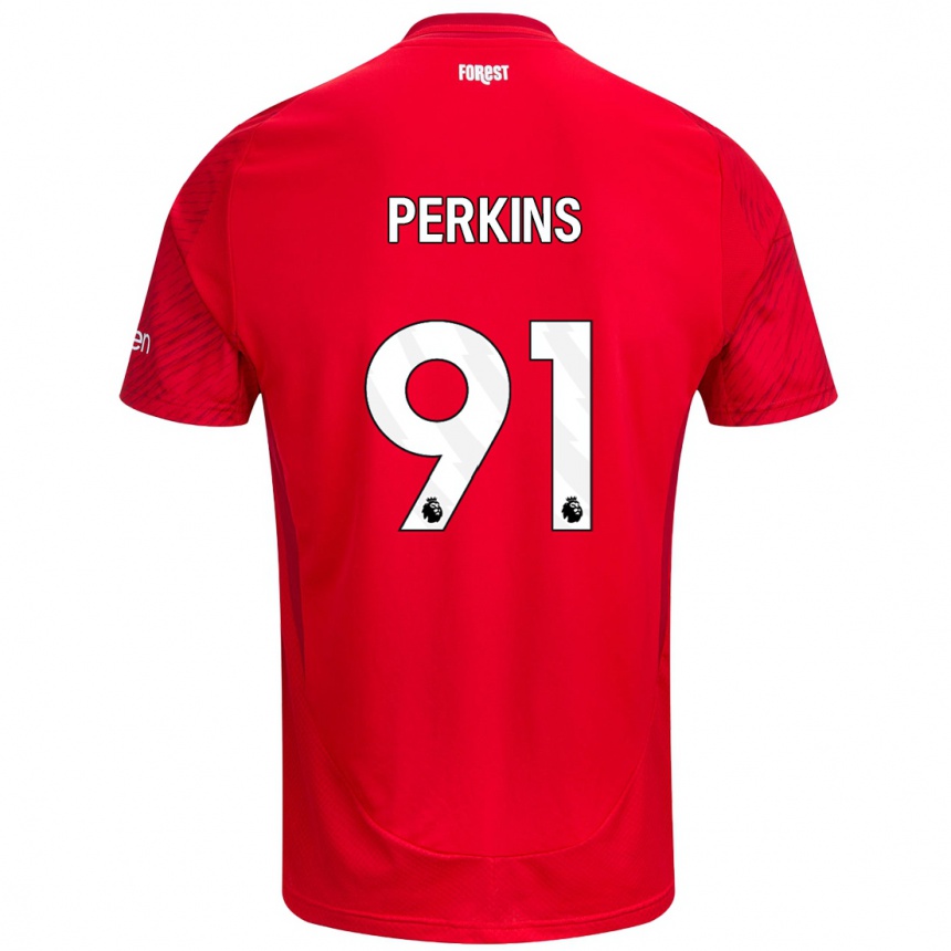 Enfant Football Maillot Jack Perkins #91 Rouge Blanc Tenues Domicile 2024/25 Canada