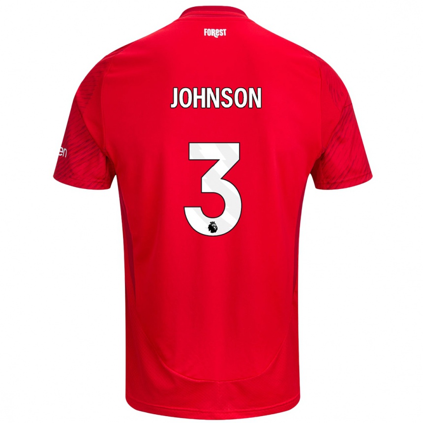 Kids Football Nat Johnson #3 Red White Home Jersey 2024/25 T-Shirt Canada