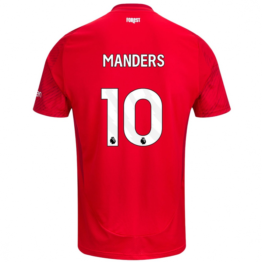 Kids Football Holly Manders #10 Red White Home Jersey 2024/25 T-Shirt Canada